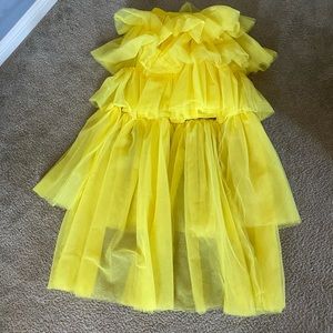 Akira yellow tulle high low skirt